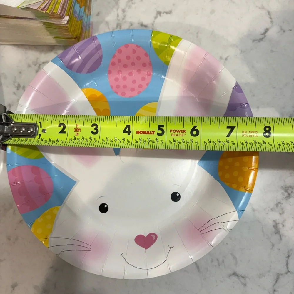 Easter Bunny Paper Plates & Napkins Set - Pastel Yellow, Blue, Pink